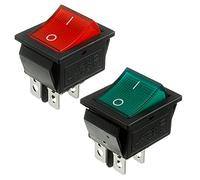 BOJACK 2 Position Rocker Toggle Switch ON/Off DPST 4 Pin 250V/6A, 125V/10A Green and Red lampe Light KCD2-202N-R(Pack of 2 pcs)