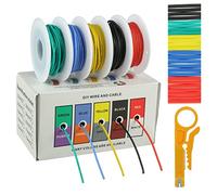 BOJACK 20 AWG Flexible Silicone Wire Electric Wire Hook up Wire Kit 300V Cables with Plus 20 φ3mm Heat Shrink Tubings and a Mini Wire Stripper(5 Colors 19.69Ft Each Color, 20AWG)