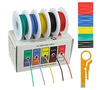 BOJACK 22 AWG Flexible Silicone Wire Electric Wire Hook up Wire Kit 300V Cables with Plus 20 φ3mm Heat Shrink Tubings and a Mini Wire Stripper(5 Colors 19.69Ft Each Color, 22AWG)