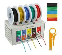 BOJACK 26 AWG Flexible Silicone Wire Electric Wire Hook up Wire Kit 300V Cables with Plus 20 φ3mm Heat Shrink Tubings and a Mini Wire Stripper(5 Colors 32.81Ft Each Color, 26AWG)