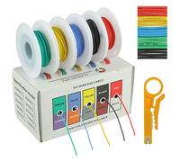 BOJACK 28 AWG Flexible Silicone Wire Electric Wire Hook up Wire Kit 300V Cables with Plus 20 φ2mm Heat Shrink Tubings and a Mini Wire Stripper(5 Colors 32.81Ft Each Color, 28AWG)