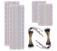 BOJACK 3 Values 130 Pcs Solderless Breadboard 4 Pcs MB-102 830 Tie Points & 400 Tie Points & 126 Pcs Flexible Breadboard Jumper Wires