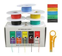 BOJACK 30 AWG Flexible Silicone Wire Electric Wire Hook up Wire Kit 300V Cables with Plus 20 φ2mm Heat Shrink Tubings and a Mini Wire Stripper(5 Colors 32.81Ft Each Color, 30AWG)