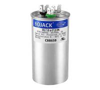 BOJACK 55+15 uF ±6% 55/15 MFD 370/440 VAC CBB65B Dual Run Start Round Capacitor for Condenser Straight Cool or Heat Pump Air Conditioner or AC Motor and Fan Starting