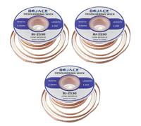 BOJACK Desoldering Braided Wire Pure Copper-Tin 2.5MM × 3.0M No-Clean Solder Welding Ribbon Wick Remove Solder Cleaning or Repair Accessories for Disassemble Electronic Components (3 pcs)