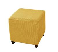 BOJHGO 1Pcs Solid Color Jacquard Ottoman Cover Velvet Footrest Slipcover Soft Elastic Footstool Case Home Decor to Clean Cover(Yellow)