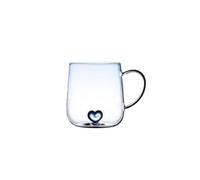 BOJHGO 2PCS 400mL Love Gradient Transparent Glass Coffee Mug Milk Juice Couple Pair Cup Office Afternoon Tea Party Drinkware for Gifts(Blue)