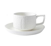 BOJHGO 2PCS Couple Mugs Solid Ceramic Cup and Plate Set Coffee Milk Mugs Rock Patterned Cup for Gifts(White)
