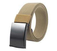 BOJHGO 2pcs Men/Women Nylon Braided Elastic Men's Belt Outdoor Multifunctional Training Canvas Casual Waistband(Khaki,120cm)