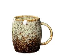 BOJHGO 2PCS Retro Ceramic Mug Round Kiln-Glazed Ceramic Coffee Cup Breakfast Milk Tea Cup Office Household Couple Water Cups for Gifts(Yellow)