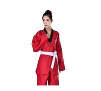 BOJHGO Judo Suits Taekwondo Uniform Coach Suit Adult Karate Training Competition Clothes Kung Fu Unisex Costumes For Training(Red,160cm)