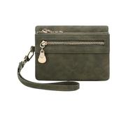 BOJHGO Retro Double Fold Short Wallet with Zipper Coin Pocket Multiple Card Slots Casual Portable Card Wallet Card Protection Wallets(Dark Green)