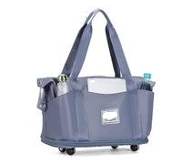 BOJHGO Travel Bag Foldable Dry Wet Separation Luggage,Lightweight,Hand-held Shoulder,Women's Yoga and Fitness with Wheels Travel Gear(Blue)