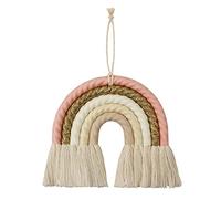 Boji Neutral Boho Macrame Wall Hanging - Nordic Woven Rainbow Decor for Home, Nursery, Baby Room - Pink Figured Cloth