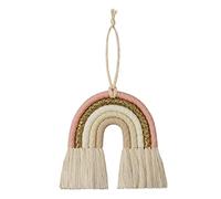 Boji Neutral Rainbow Wall Hanging, Nordic Woven Rainbow Wall Hanging, Macrame Rainbow Boho Decor for Wall Room Home Nursery Baby Room Pink Figured Cloth