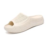 Bojiacha Unisex Platform Sandals - Cork Texture Double Strap Sliders, Non-Slip Cushion Beach Pool Shoes (Khaki, Adult, Men, 10.5, Numeric, UK Footwear Size System, Medium)