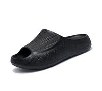 Bojiacha Unisex Platform Sandals - Cork Texture Double Strap Sliders, Non-Slip Cushion Beach Pool Shoes (Black, Adult, Men, 7, Numeric, UK Footwear Size System, Medium)