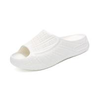 Bojiacha Unisex Platform Sandals - Cork Texture Double Strap Sliders, Non-Slip Cushion Beach Pool Shoes (White, Adult, Men, 8, Numeric, UK Footwear Size System, Medium)
