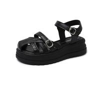 Bojiacha Womens Fisherman Sandals Closed Toe Platform Sandals Adjustable Ankle Strap Chunky Flatform Summer Beach Walking Shoes Comfortable Cushioned Smart Casual Strappy Gladiators Black Cream