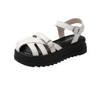 Bojiacha Womens Fisherman Sandals Closed Toe Platform Sandals Adjustable Ankle Strap Chunky Flatform Summer Beach Walking Shoes Comfortable Cushioned Smart Casual Strappy Gladiators Black Cream