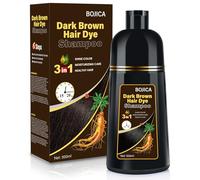 BOJICA Dark Brown Hair Dye Shampoo for Grey Hair Coverage, 3 in 1 Color Shampoo Ingredients Semi-Permanent for Women & Men - 500 ML