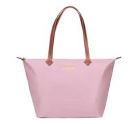 BOJLY Large Capacity Waterproof Tote Bag for Women - Foldable Reusable Shopping Bag for Travel, School & Work - Lightweight Packable Shoulder Bag (Petal Pink)
