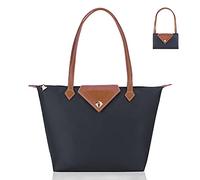 BOJLY Tote Bags for Women Stylish Waterproof Nylon Ladies Shoulder Bag Top Handle Handbag Folding Beach Travel Bag for Work,Shopping, School Deep Grey Large