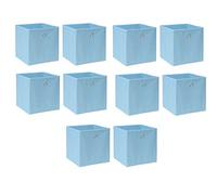 BOJU 10 PCS Foldable Storage Cubes Boxes Blue for Shelves Drawers Wardrobe Canvas Fabric Unit Storage Organizer Basket Bin for Kids Room Toy Nursery Clothes Closet Collection