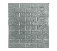 BOJU 10Pcs 3D Tile Brick Wall Stickers Self-Adhesive Wallpaper Foam Panel 70×77cm (Grey)
