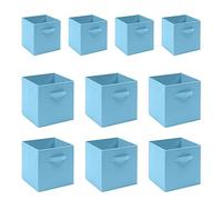 BOJU 10pcs Foldable Storage Box Blue CollapsibleCanvas Fabric Unit Storage Cube Basket Bin for Kids Toy Nursery Clothes Wardrobe