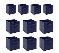 BOJU 10pcs Foldable Storage Box Small Collapsible Canvas Fabric Unit Storage Cube Basket Bin for Kids Toy Nursery Clothes Wardrobe