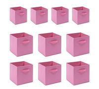 BOJU 10pcs Foldable Storage Box Small Pink CollapsibleCanvas Fabric Unit Storage Cube Basket Bin for Kids Toy Nursery Clothes Wardrobe