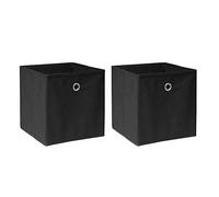 BOJU 2 PCS Foldable Storage Cubes Boxes Black for Shelves Drawers Wardrobe Canvas Fabric Unit Storage Organizer Basket Bin for Kids Room Toy Nursery Clothes Closet Collection