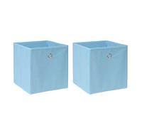 BOJU 2 PCS Foldable Storage Cubes Boxes Blue for Shelves Drawers Wardrobe Canvas Fabric Unit Storage Organizer Basket Bin for Kids Room Toy Nursery Clothes Closet Collection
