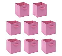 BOJU 8pcs Foldable Canvas Pink Storage Box for Clothes Wardrobe Collapsible Fabric Unit Storage Cube Basket Bin for Kids Toy Nursery