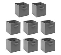 BOJU 8pcs Grey Foldable Canvas Storage Box for Clothes Wardrobe Collapsible Fabric Unit Storage Cube Basket Bin for Kids Toy Nursery