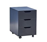 BOJU Black Mobile File Cabinet Small Under Desk Unit Filing Pedestal with 3 Storage Drawers Movable Unit Cabinet with Wheels for Office Home Apartment Dormitory for Small Space