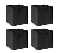 BOJU Pack of 4 Folding Unit Storage Organizer Cubes Box Black Canvas Fabric for Shelves Drawers Wardrobe Collapsible Basket Bin for Kids Room Toy Nursery Clothes Closet Collection