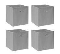 BOJU Pack of 4 Folding Unit Storage Organizer Cubes Box Grey Canvas Fabric for Shelves Drawers Wardrobe Collapsible Basket Bin for Kids Room Toy Nursery Clothes Closet Collection