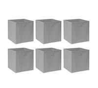 BOJU Set of 6 Folding Unit Storage Organizer Cubes Box Grey Canvas Fabric for Shelves Drawers Wardrobe Collapsible Basket Bin for Kids Room Toy Nursery Clothes Closet Collection