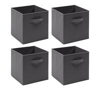 BOJU Unit Storage Box Cube Wardrobe Storage Organiser Canvas Storage Box Bin Fabric Collapsible with Handle for Kids Toys Clothes Laundry Underwear Bedroom (Dark Grey, ×4)