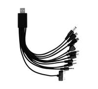 Bojueshaw 10-in-1 Multi USB Charging Cable - Universal Black Charger Cord with Multiple Connectors for Phones, Power Banks, Camping Lights, and Car Charging