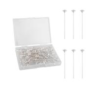 Bojueshaw 100pcs Diamond Head Pins,Clear Corsage Pins with Storage Box,Stainless Steel Bouquet Pin for Wedding Bouquets,Floristry & Crafting(White)
