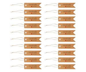 Bojueshaw 100pcs Handmade Gift Tags,Kraft Paper Love Labels,Thank You Cards with Twine,Vintage Labels for Crafts Valentines Tags(Brown)