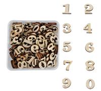 Bojueshaw 100pcs Wooden Numbers,Mixed Small Wooden Number,Number 0 to 9 Embellishments for Arts DIY Decoration Displays Kids Early Educational Learning