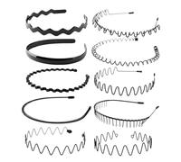 Bojueshaw 10PCS Men’s Sports Headbands,Black Elastic Workout Hairbands,Spring Non-Slip Hair Bands for Outdoor Sports,Weddings And Daily Wear