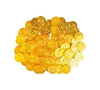 Bojueshaw 10pcs Pirate Gold Coins,Plastic Treasure Hunt Coins for Pirate Themed Parties,Birthday Decorations,and Adventure Games