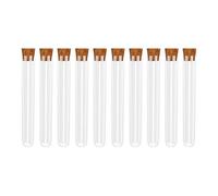 Bojueshaw 10Pcs Plastic Test Tubes with Cork Lids,10ml Transparent Round Bottom Tubes,Small Containers for Seeds,Candy,Beads,Spices, Liquid Samples