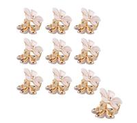 Bojueshaw 10PCS Sweet Mini Floral Hair Clips for Women,Small Non-Slip Claw Clips,Cute Hair Accessories for Girls,Daily Use,Parties,Weddings(White)
