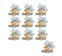 Bojueshaw 10PCS Sweet Mini Floral Hair Clips for Women,Small Non-Slip Claw Clips,Cute Hair Accessories for Girls,Daily Use,Parties,Weddings(Blue)
